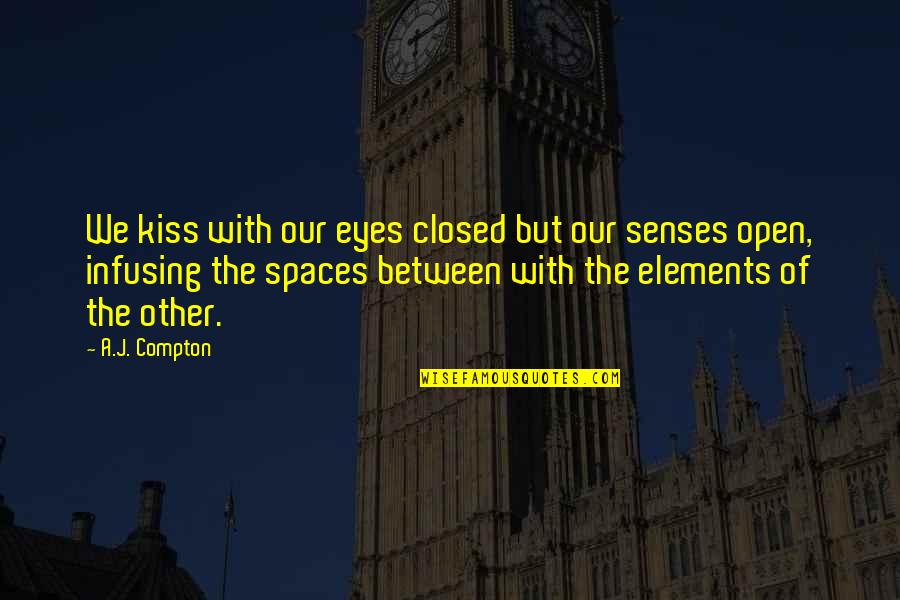 Spaces Between Quotes By A.J. Compton: We kiss with our eyes closed but our