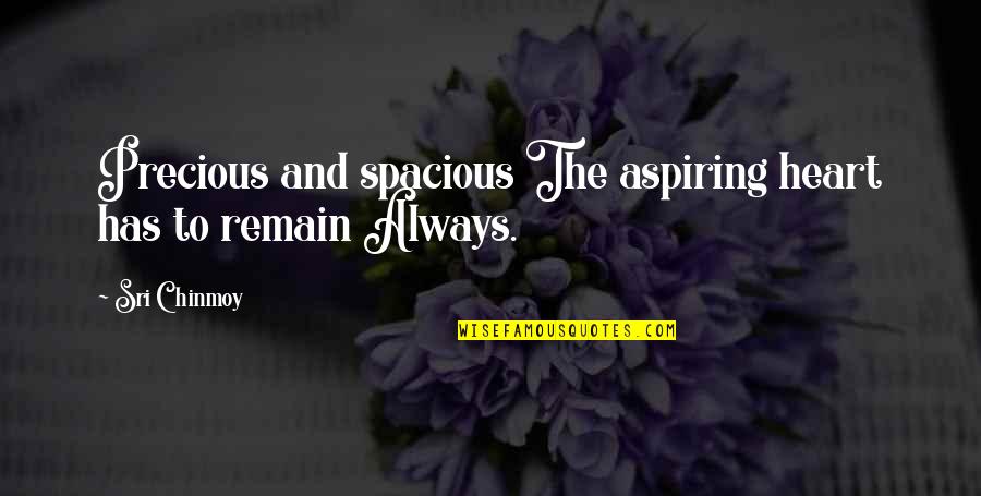 Spacious Quotes By Sri Chinmoy: Precious and spacious The aspiring heart has to