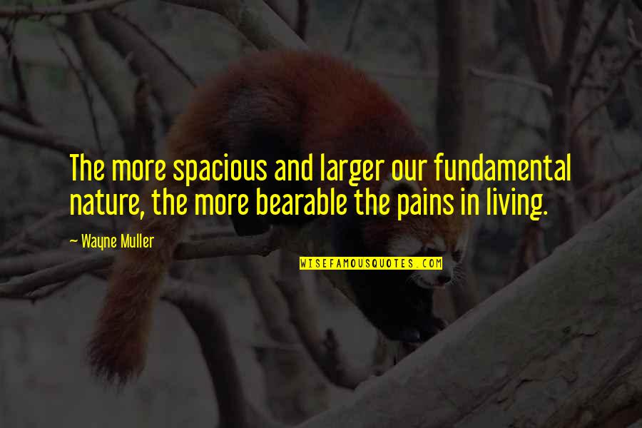 Spacious Quotes By Wayne Muller: The more spacious and larger our fundamental nature,
