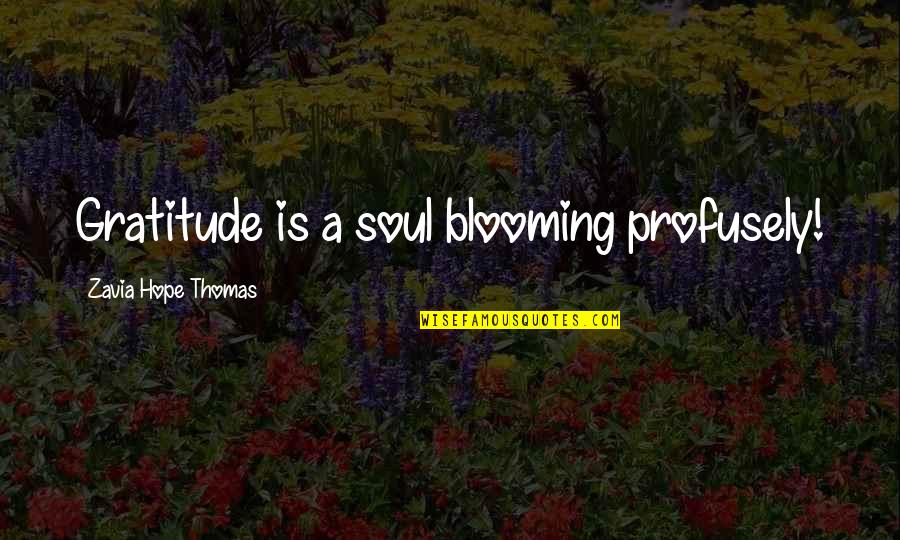 Spalarea Quotes By Zavia Hope Thomas: Gratitude is a soul blooming profusely!