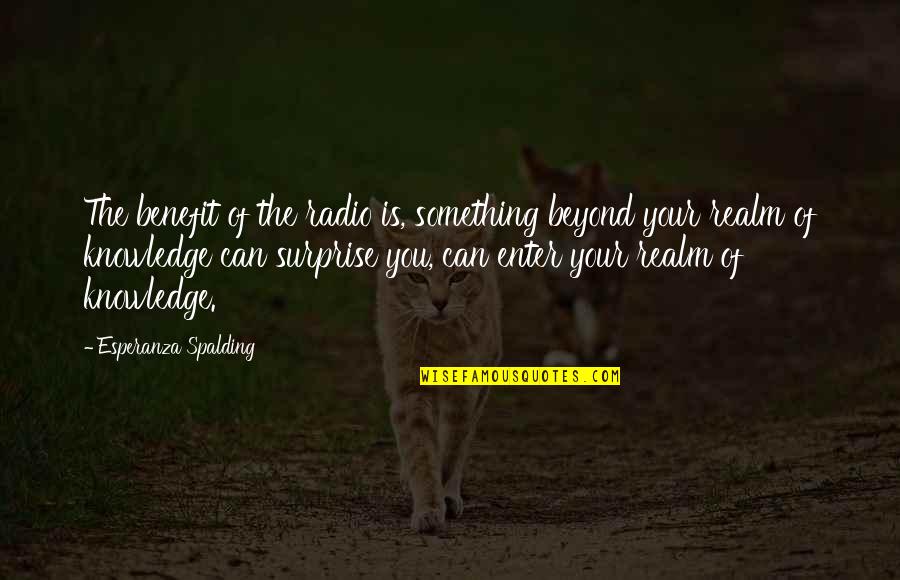 Spalding Quotes By Esperanza Spalding: The benefit of the radio is, something beyond Spalding Quotes By Esperanza Spalding: The benefit of the radio is, something beyond