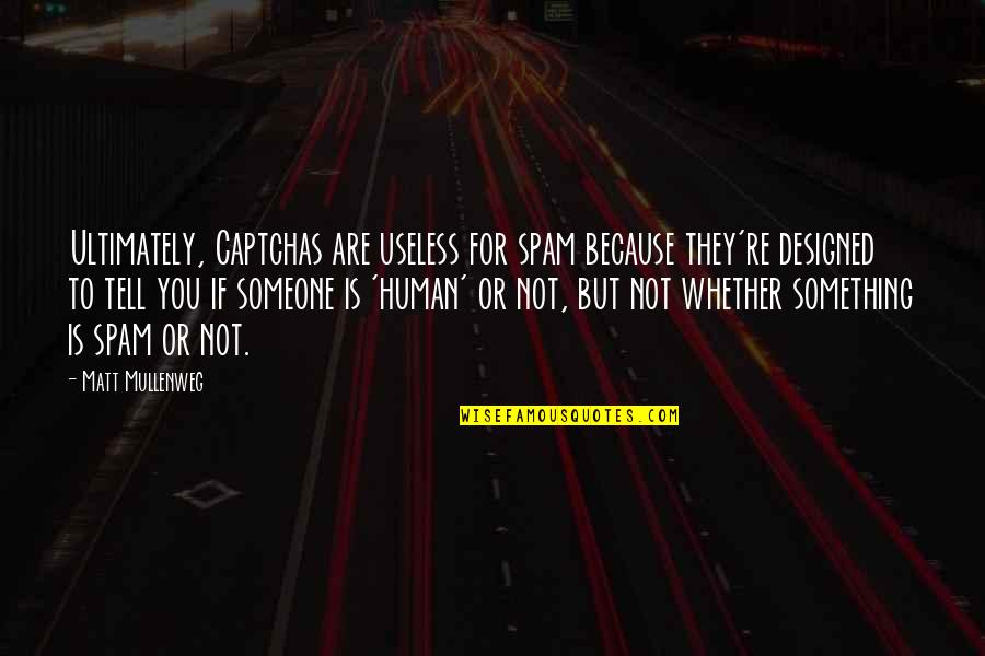 Spam Quotes By Matt Mullenweg: Ultimately, Captchas are useless for spam because they're Spam Quotes By Matt Mullenweg: Ultimately, Captchas are useless for spam because they're
