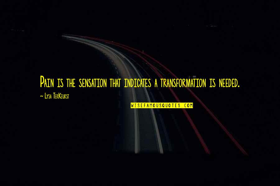 Spangenthal Selwyn Quotes By Lysa TerKeurst: Pain is the sensation that indicates a transformation Spangenthal Selwyn Quotes By Lysa TerKeurst: Pain is the sensation that indicates a transformation