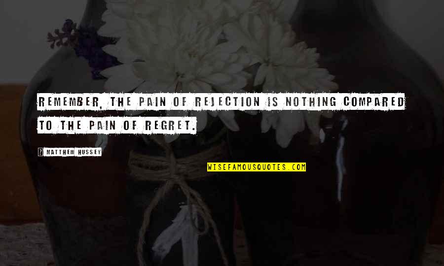 Spangly Suffix Quotes By Matthew Hussey: Remember, the pain of rejection is nothing compared