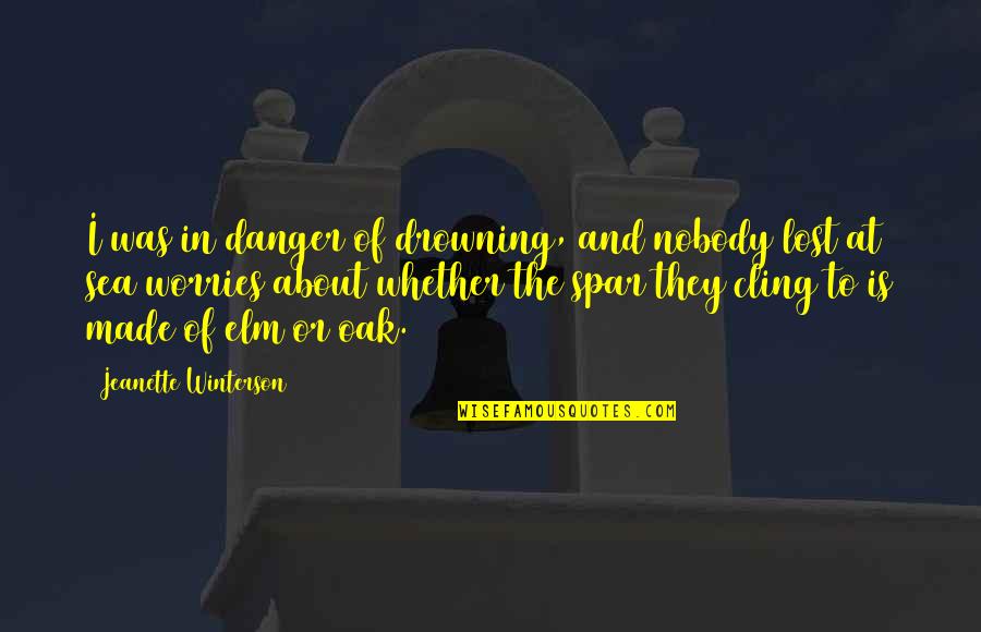Spar Quotes By Jeanette Winterson: I was in danger of drowning, and nobody Spar Quotes By Jeanette Winterson: I was in danger of drowning, and nobody