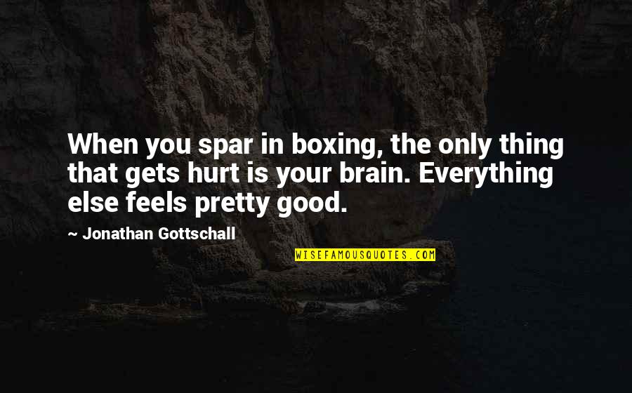 Spar Quotes By Jonathan Gottschall: When you spar in boxing, the only thing