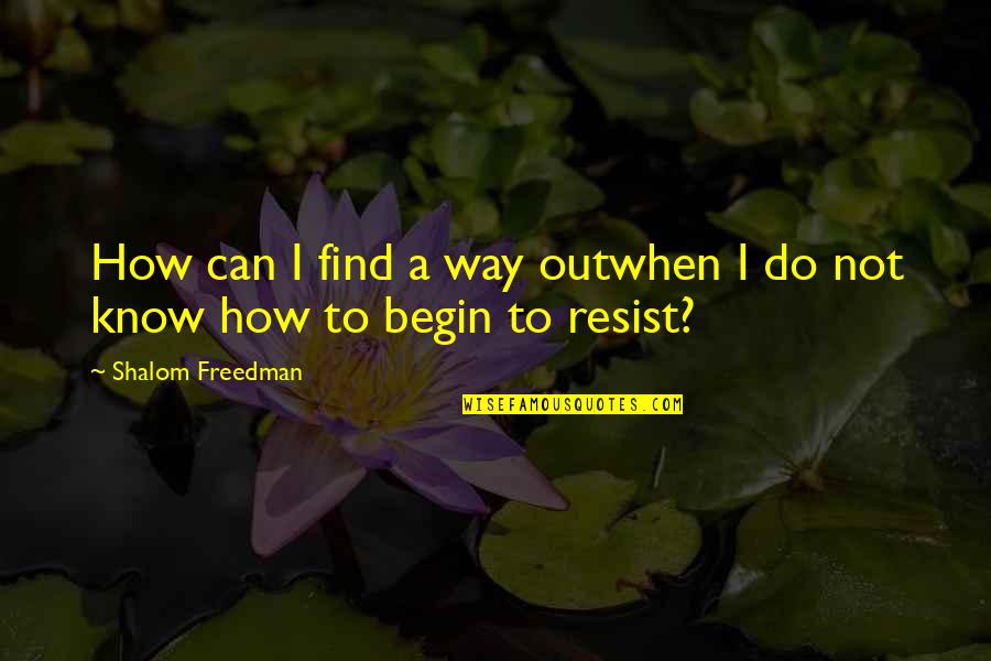 Spargi Damaro Quotes By Shalom Freedman: How can I find a way outwhen I