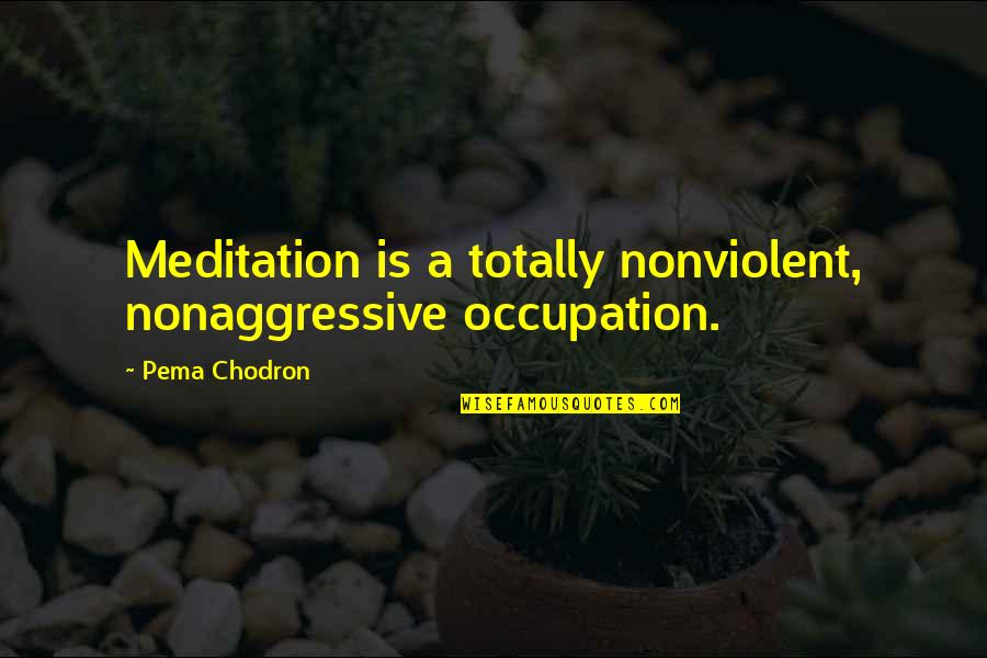Sparing Someone Quotes By Pema Chodron: Meditation is a totally nonviolent, nonaggressive occupation.