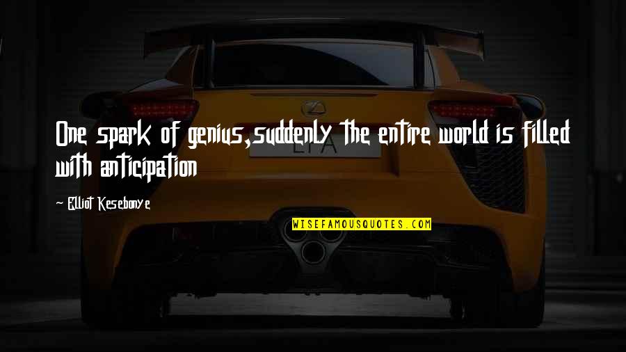 Spark Quotes Quotes By Elliot Kesebonye: One spark of genius,suddenly the entire world is