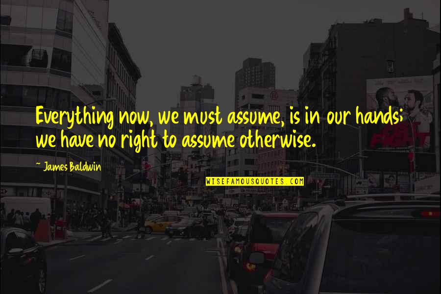 Sparkle Eyes Quotes By James Baldwin: Everything now, we must assume, is in our Sparkle Eyes Quotes By James Baldwin: Everything now, we must assume, is in our