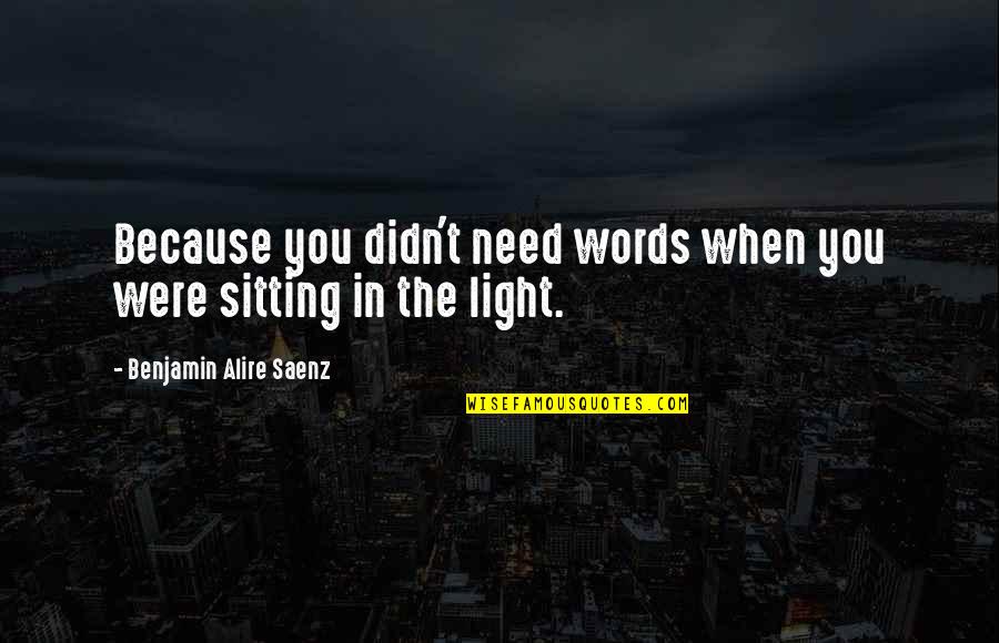 Sparkle In Her Eye Quotes By Benjamin Alire Saenz: Because you didn't need words when you were Sparkle In Her Eye Quotes By Benjamin Alire Saenz: Because you didn't need words when you were