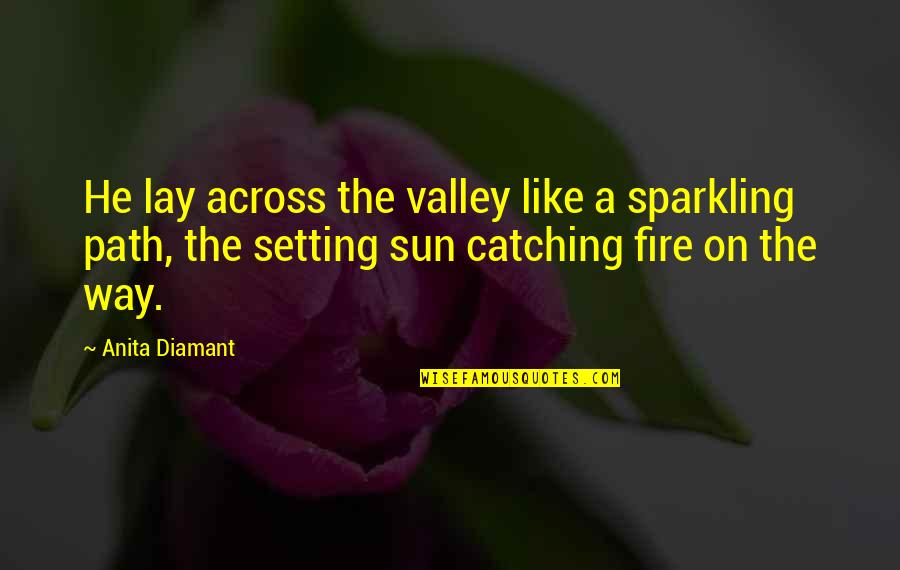 Sparkling Quotes By Anita Diamant: He lay across the valley like a sparkling
