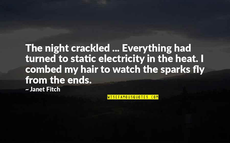 Sparks Fly Quotes By Janet Fitch: The night crackled ... Everything had turned to