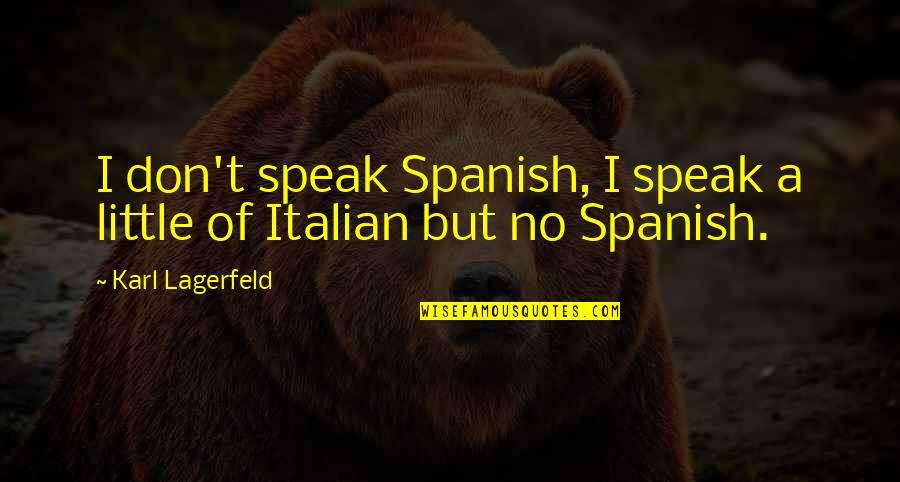 Speak Little Quotes By Karl Lagerfeld: I don't speak Spanish, I speak a little