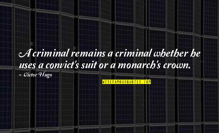 Speak No Evil Book Quotes By Victor Hugo: A criminal remains a criminal whether he uses
