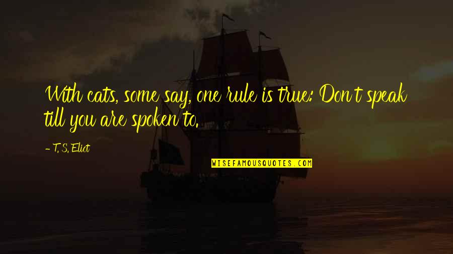 Speak True Quotes By T. S. Eliot: With cats, some say, one rule is true: