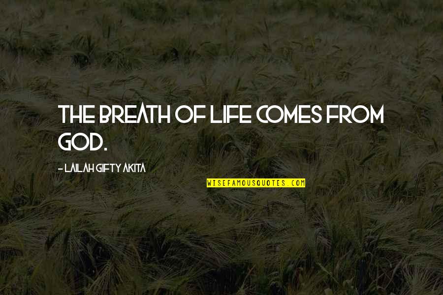 Speaking Harshly Quotes By Lailah Gifty Akita: The breath of life comes from God.