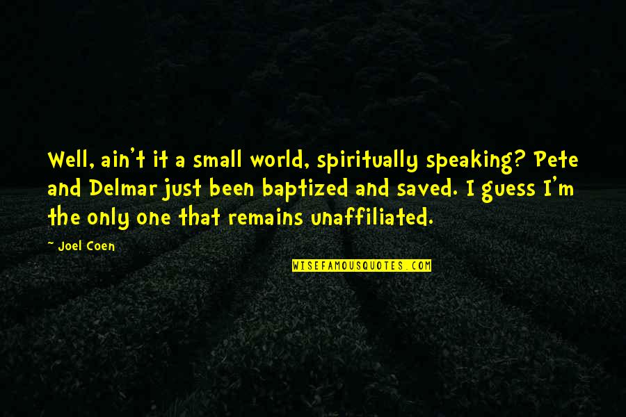 Speaking Quotes By Joel Coen: Well, ain't it a small world, spiritually speaking? Speaking Quotes By Joel Coen: Well, ain't it a small world, spiritually speaking?