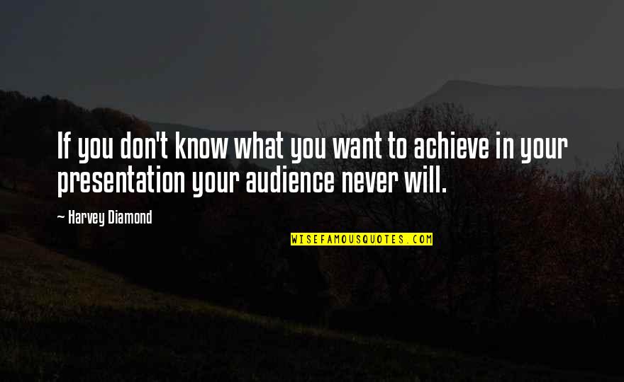Speaking To An Audience Quotes By Harvey Diamond: If you don't know what you want to Speaking To An Audience Quotes By Harvey Diamond: If you don't know what you want to