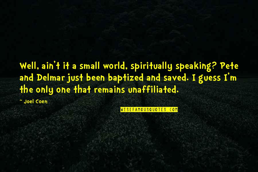 Speaking Well Quotes By Joel Coen: Well, ain't it a small world, spiritually speaking?