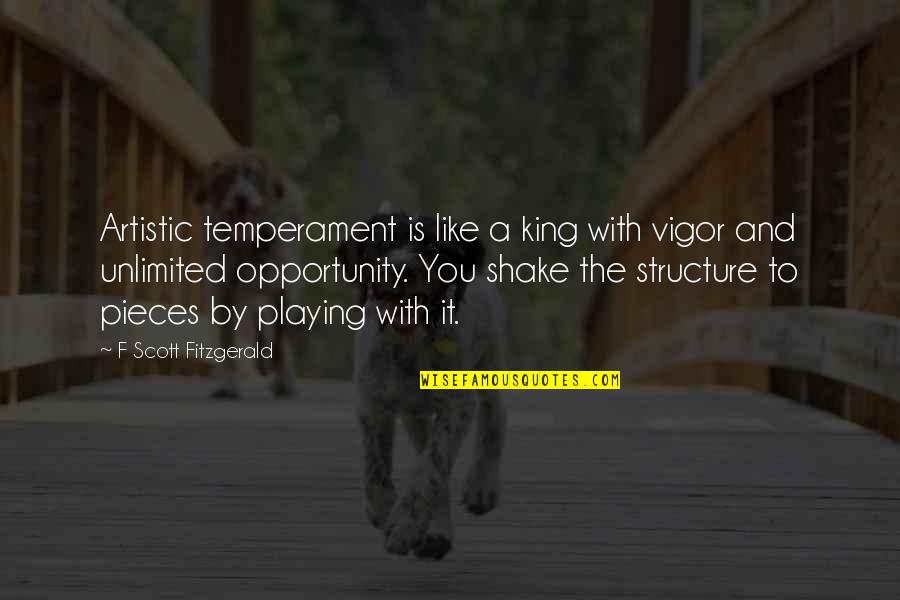 Speaks Volume Quotes By F Scott Fitzgerald: Artistic temperament is like a king with vigor