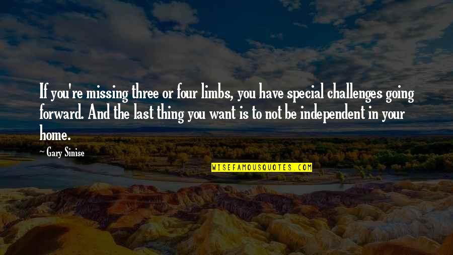 Special Missing You Quotes By Gary Sinise: If you're missing three or four limbs, you