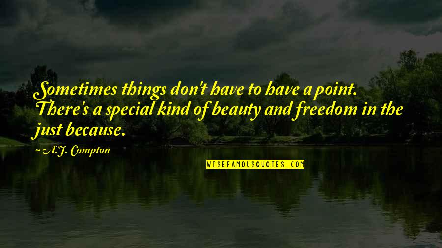Special Things In Life Quotes By A.J. Compton: Sometimes things don't have to have a point.