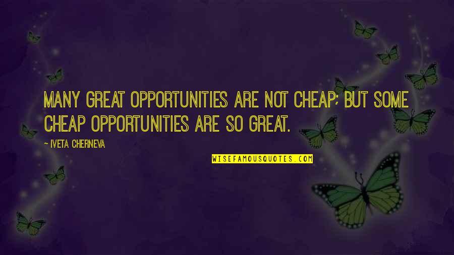 Specialization Quotes By Iveta Cherneva: Many great opportunities are not cheap; but some