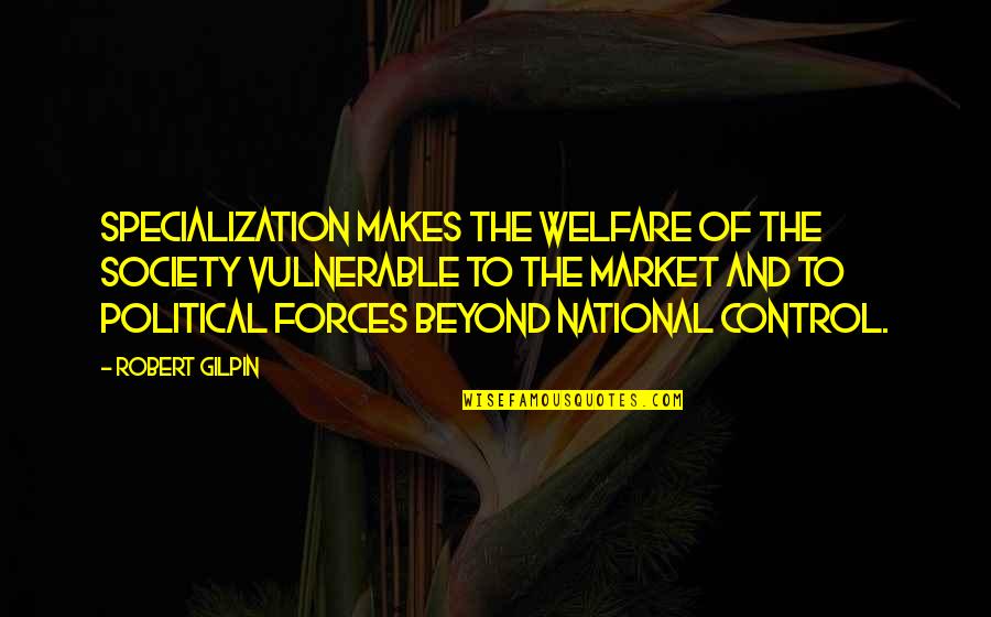 Specialization Quotes By Robert Gilpin: Specialization makes the welfare of the society vulnerable