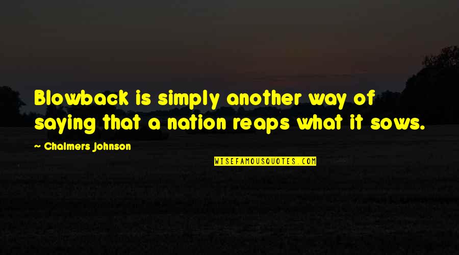 Specie Quotes By Chalmers Johnson: Blowback is simply another way of saying that