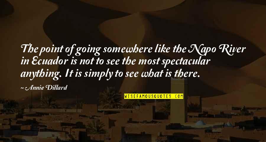 Spectacular Now Quotes By Annie Dillard: The point of going somewhere like the Napo