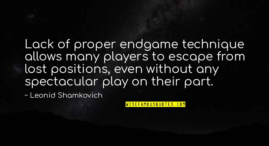 Spectacular Now Quotes By Leonid Shamkovich: Lack of proper endgame technique allows many players