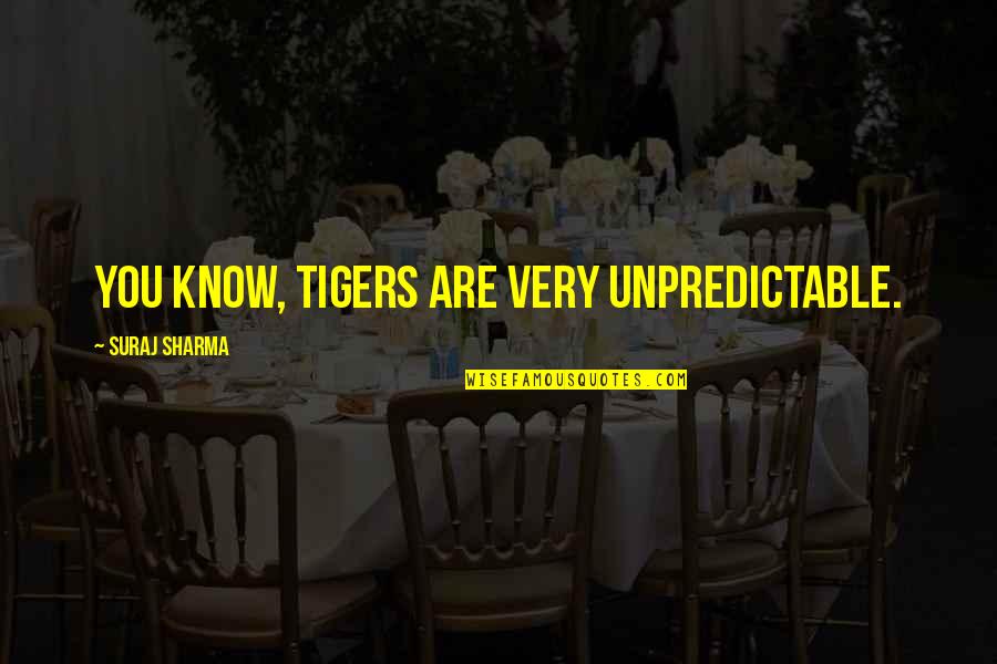 Speech And Language Inspirational Quotes By Suraj Sharma: You know, tigers are very unpredictable.