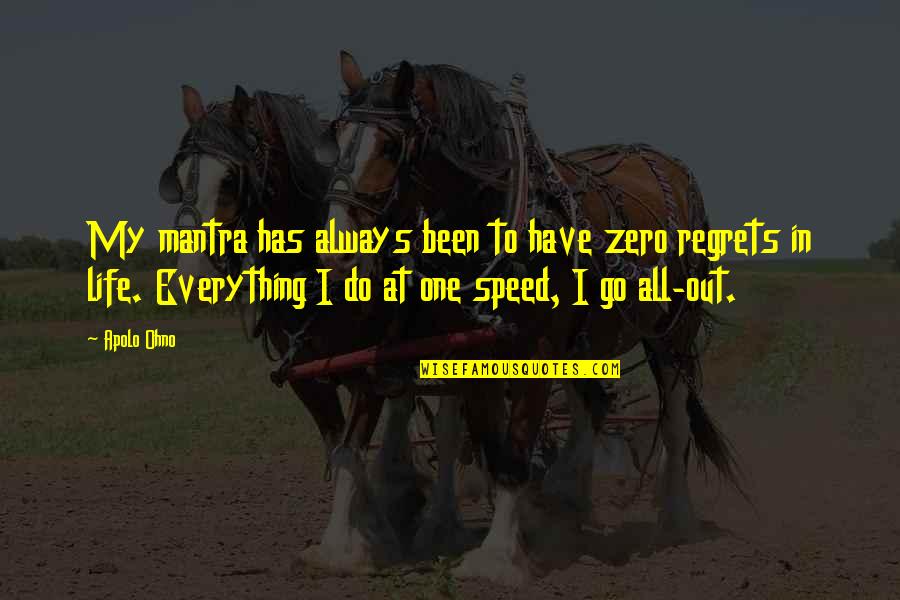 Speed And Life Quotes By Apolo Ohno: My mantra has always been to have zero