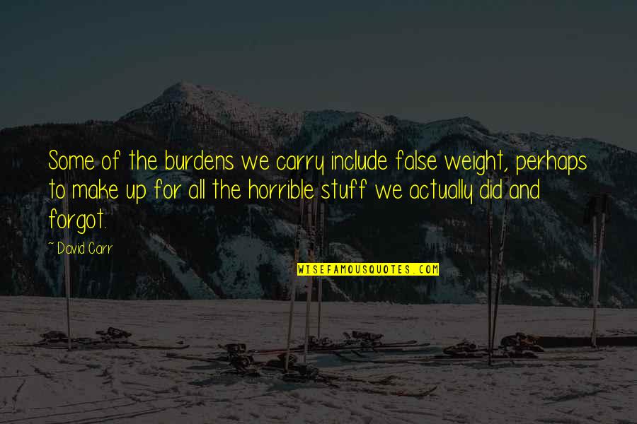 Speed Rider Quotes By David Carr: Some of the burdens we carry include false Speed Rider Quotes By David Carr: Some of the burdens we carry include false