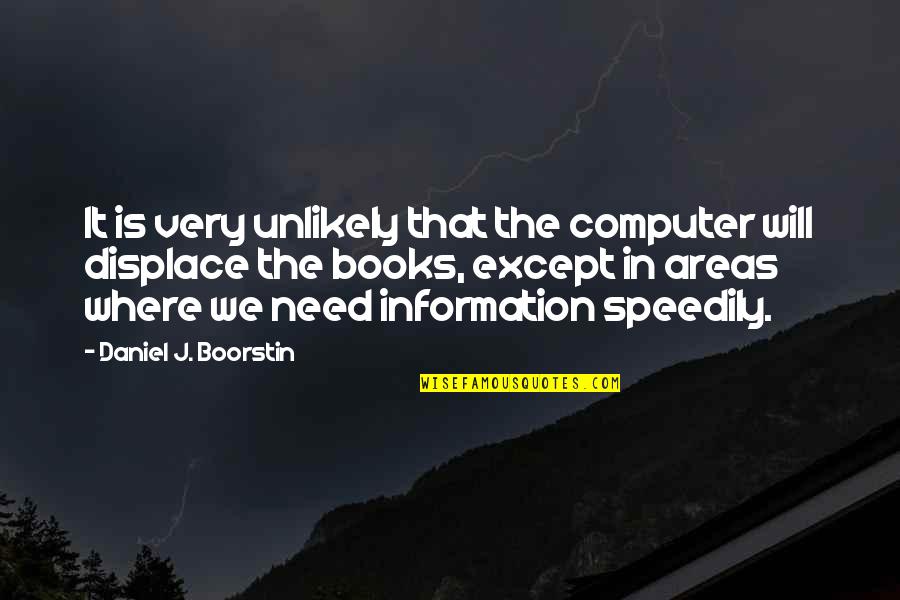 Speedily Quotes By Daniel J. Boorstin: It is very unlikely that the computer will Speedily Quotes By Daniel J. Boorstin: It is very unlikely that the computer will