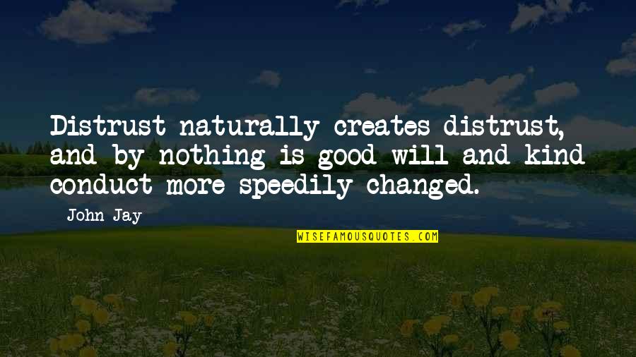 Speedily Quotes By John Jay: Distrust naturally creates distrust, and by nothing is Speedily Quotes By John Jay: Distrust naturally creates distrust, and by nothing is