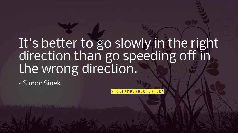 Speeding Quotes By Simon Sinek: It's better to go slowly in the right