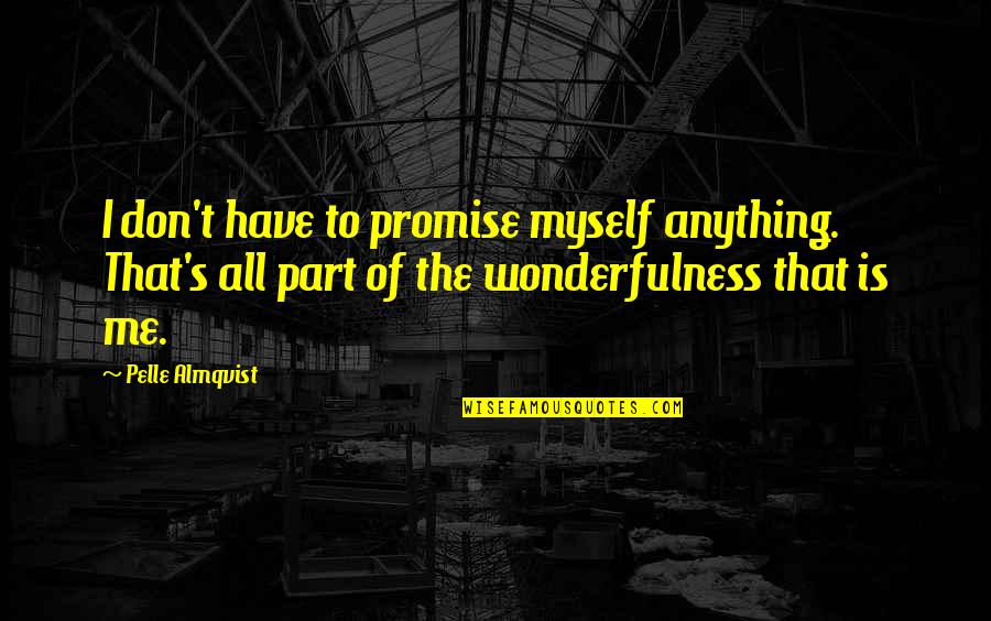 Speh Quotes By Pelle Almqvist: I don't have to promise myself anything. That's