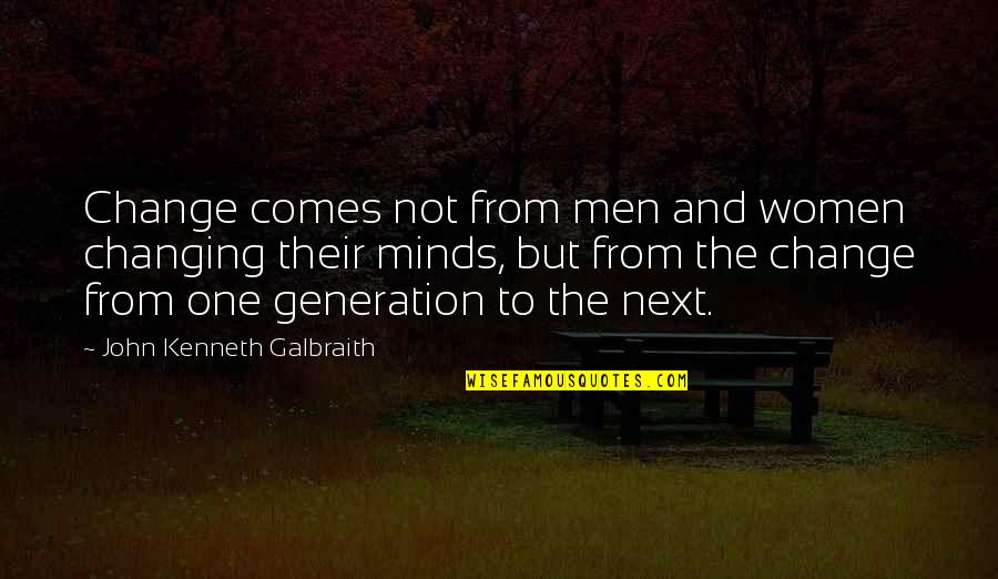 Spell Check Quotes By John Kenneth Galbraith: Change comes not from men and women changing