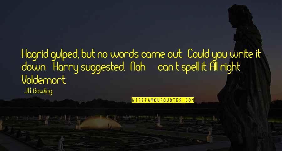 Spell It Right Quotes By J.K. Rowling: Hagrid gulped, but no words came out. "Could