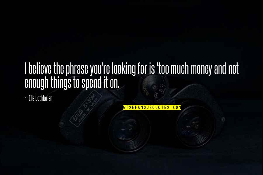 Spend The Money Quotes By Elle Lothlorien: I believe the phrase you're looking for is