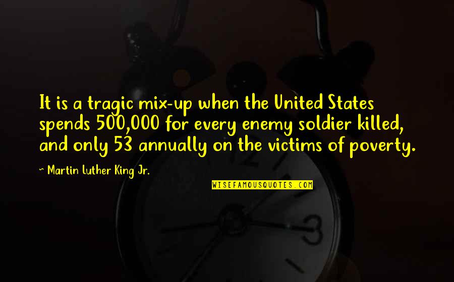 Spends Quotes By Martin Luther King Jr.: It is a tragic mix-up when the United Spends Quotes By Martin Luther King Jr.: It is a tragic mix-up when the United