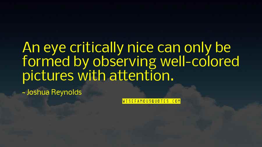 Sperduti Communications Quotes By Joshua Reynolds: An eye critically nice can only be formed