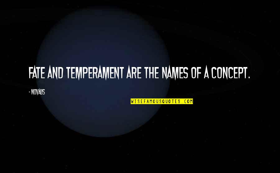 Spermatozoids Video Quotes By Novalis: Fate and temperament are the names of a