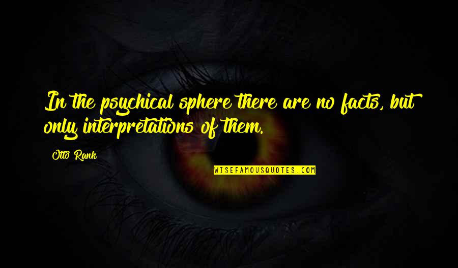 Sphere Quotes By Otto Rank: In the psychical sphere there are no facts,