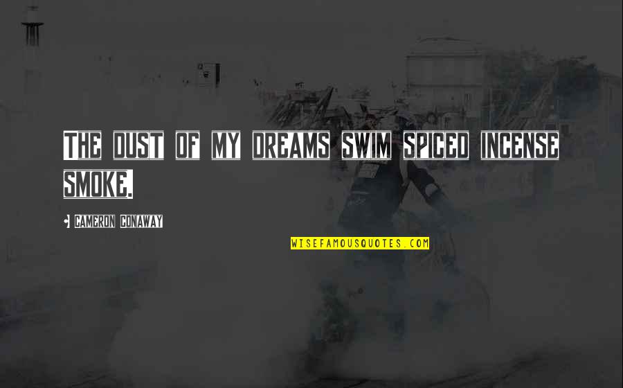 Spiced Quotes By Cameron Conaway: The dust of my dreams swim spiced incense