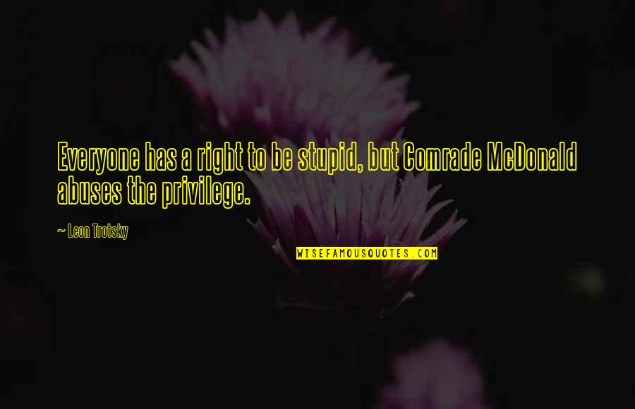 Spiciness Synonym Quotes By Leon Trotsky: Everyone has a right to be stupid, but