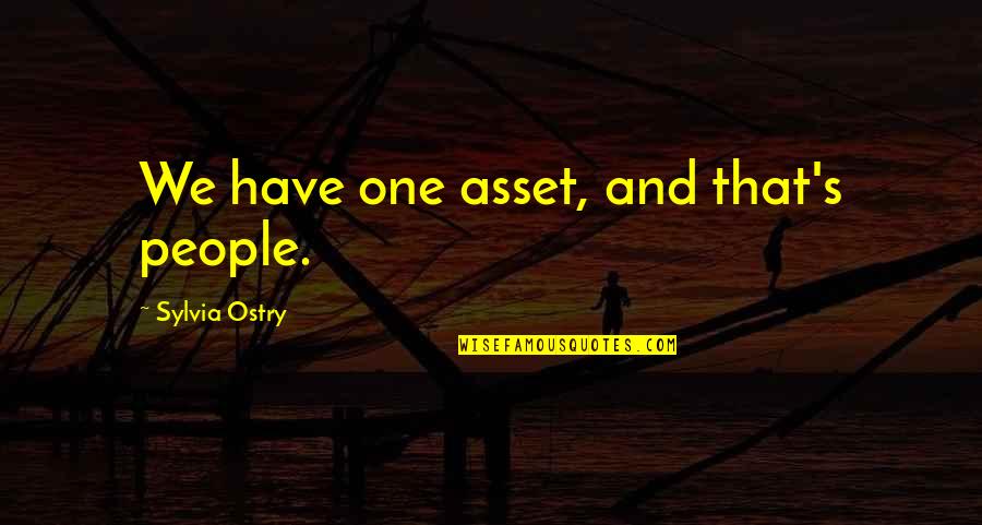 Spics Jewel Quotes By Sylvia Ostry: We have one asset, and that's people. Spics Jewel Quotes By Sylvia Ostry: We have one asset, and that's people.
