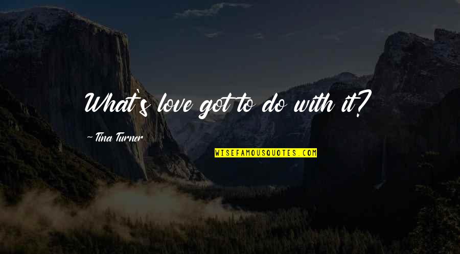 Spidahls Quotes By Tina Turner: What's love got to do with it? Spidahls Quotes By Tina Turner: What's love got to do with it?